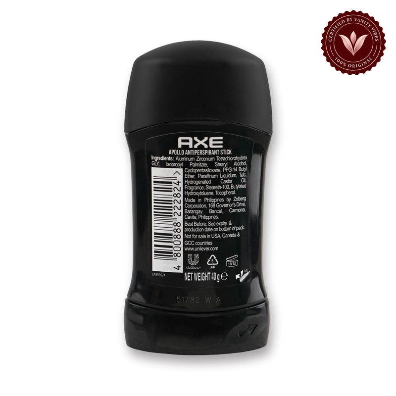 AXE Apollo 48H Anti-Sweat Antiperspirant Deodorant Stick 40g for Men — secondary view, transparent background