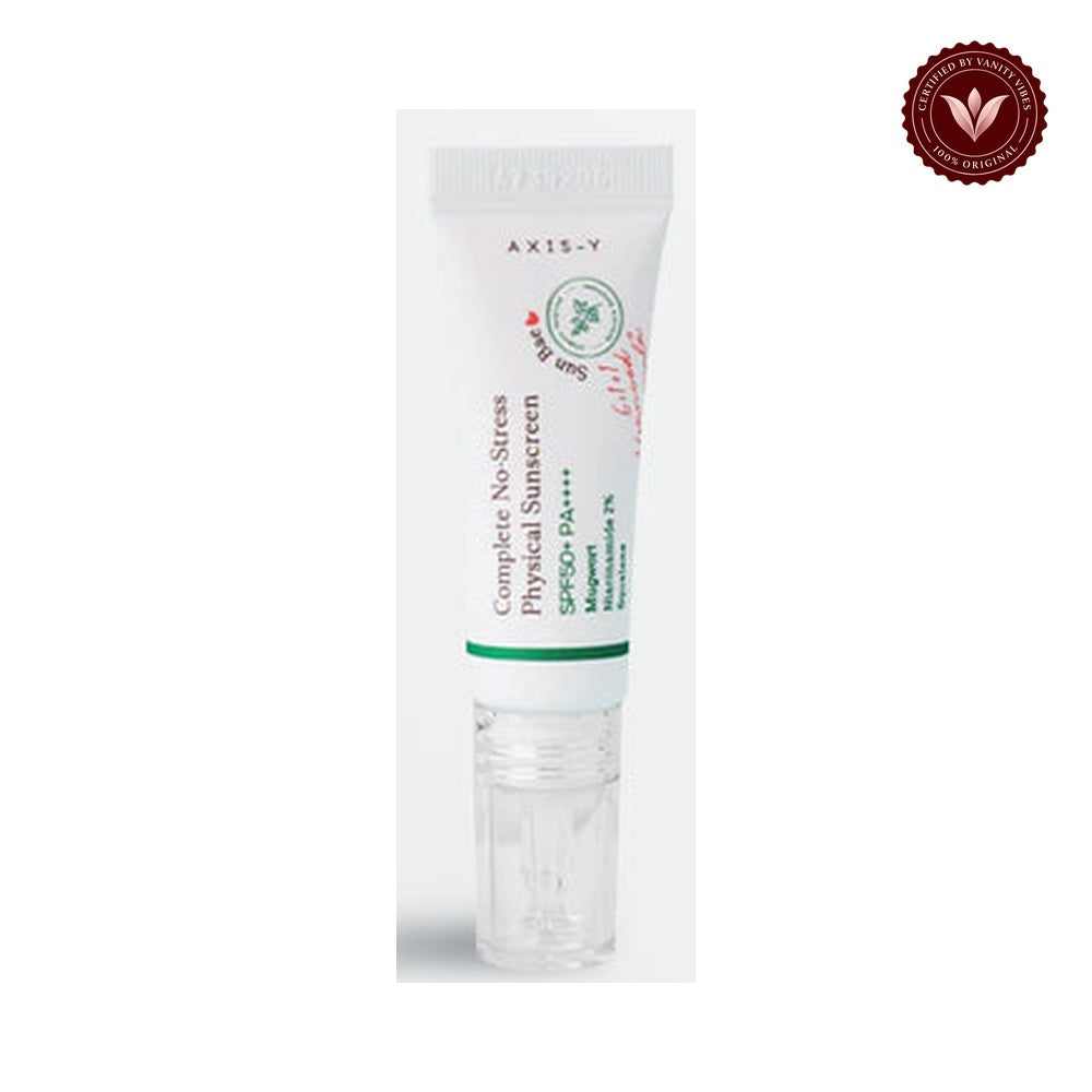 AXIS-Y Complete No-Stress Physical Sunscreen SPF 50+ PA++++ 10ml front product photo on white background