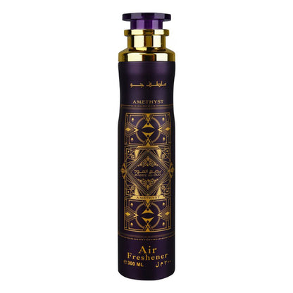 Badee Al Oud Amethyst Deodorant Spray 200ml + Badee Al Oud Amethyst Air Freshener 300ml by Lattafa (Pack of 2)
