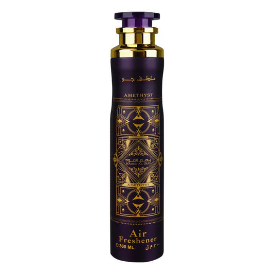 Badee Al Oud Amethyst Deodorant Spray 200ml + Badee Al Oud Amethyst Air Freshener 300ml by Lattafa (Pack of 2)