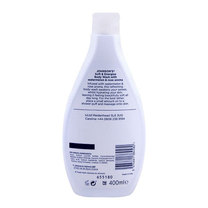 Johnson’s Soft & Energise Body Wash 400ml – Gentle Cleansing Shower Gel for Soft, Fresh & Energized Skin