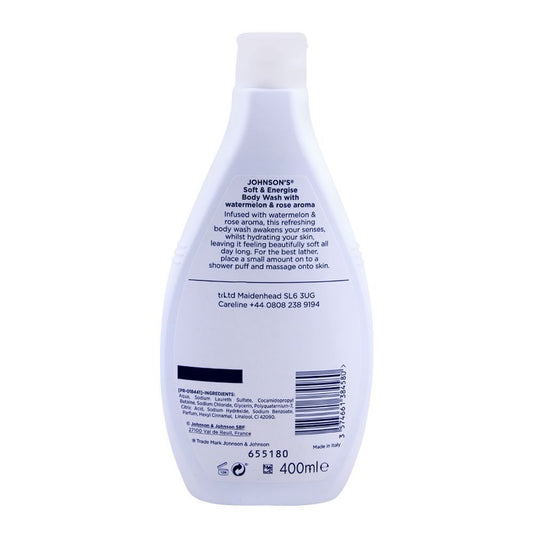 Johnson’s Soft & Energise Body Wash 400ml - Gentle Cleansing Shower Gel for Soft, Fresh & Energized Skin