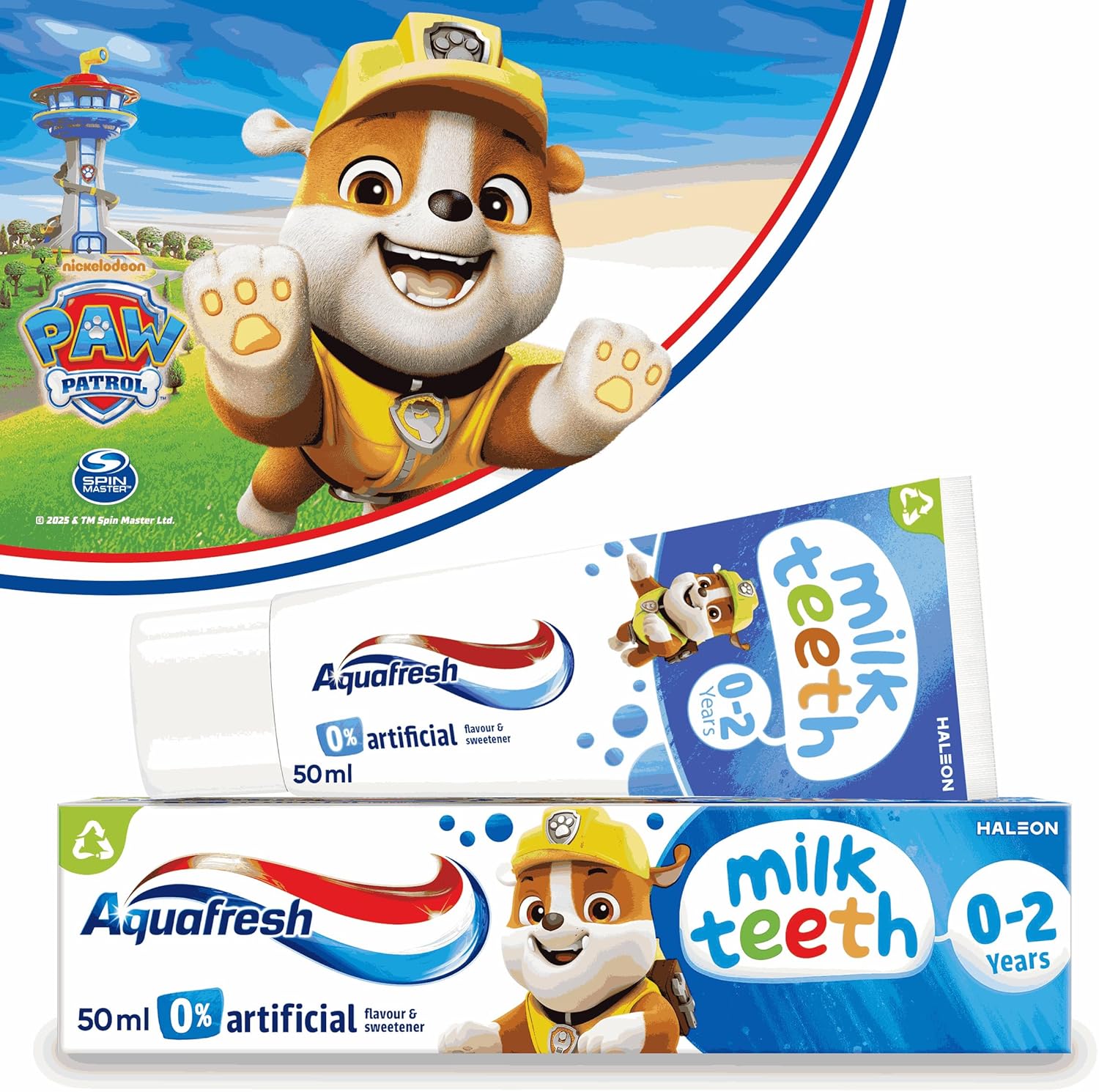 Aquafresh 0% Artificial Flavour & Sweetener Milk Teeth Toothpaste 0 - 2 Years 50ml - Gentle 24hr Protection Baby Toothpaste