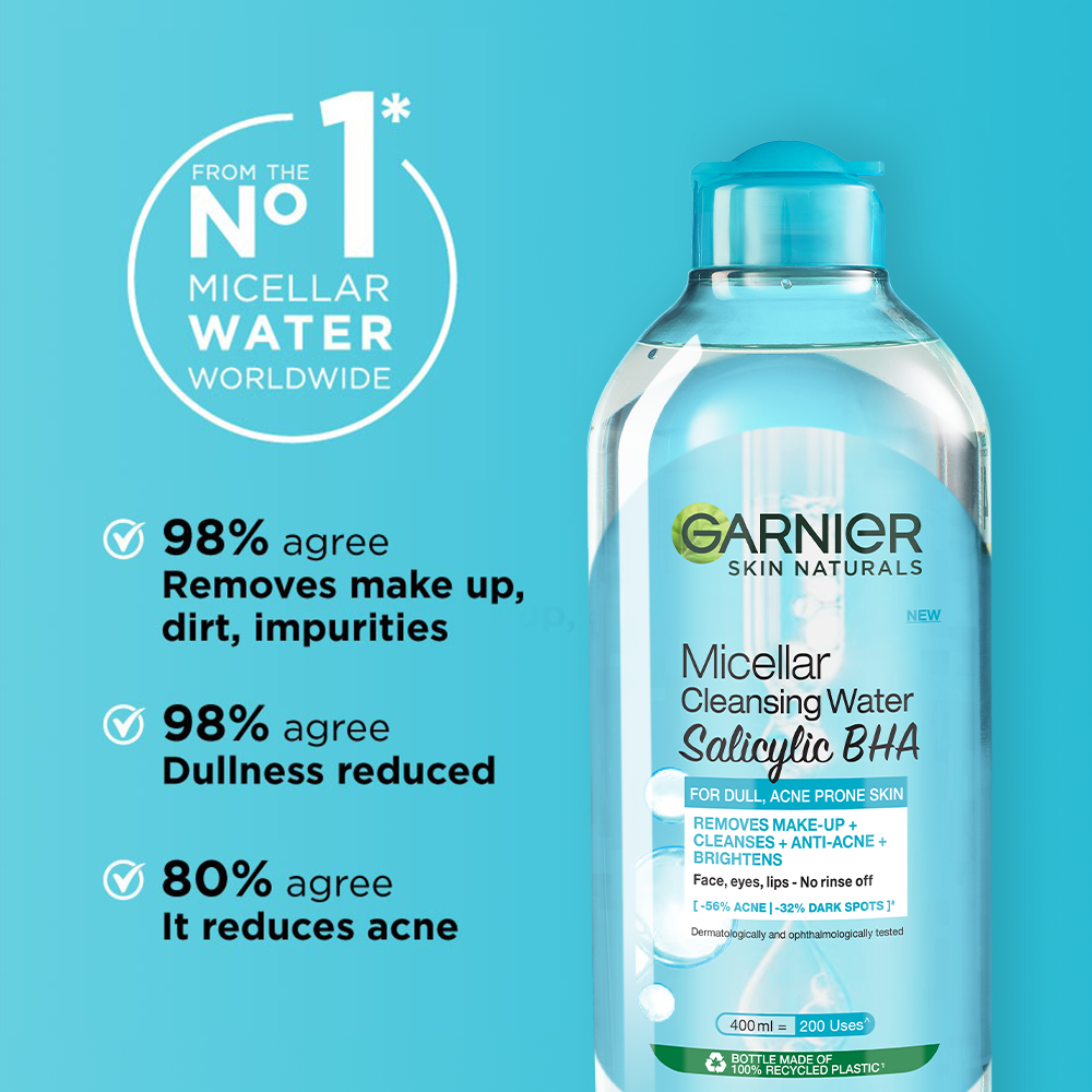 Garnier Salicylic + BHA Micellar Cleansing Water for Acne Prone Skin 125ml