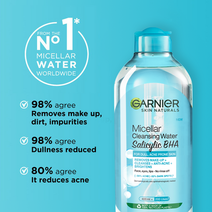 Garnier Salicylic + BHA Micellar Cleansing Water for Acne Prone Skin 125ml