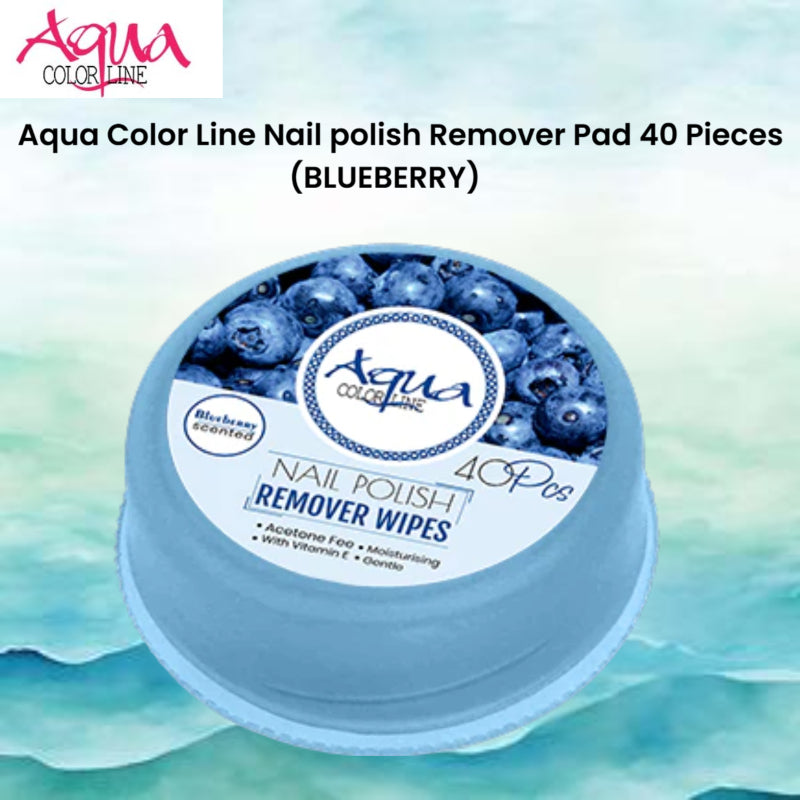 Aqua Color Line Nail polish Remover Pad 40 Pieces (Blueberry)