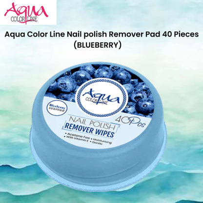 Aqua Color Line Nail polish Remover Pad 40 Pieces (Blueberry)