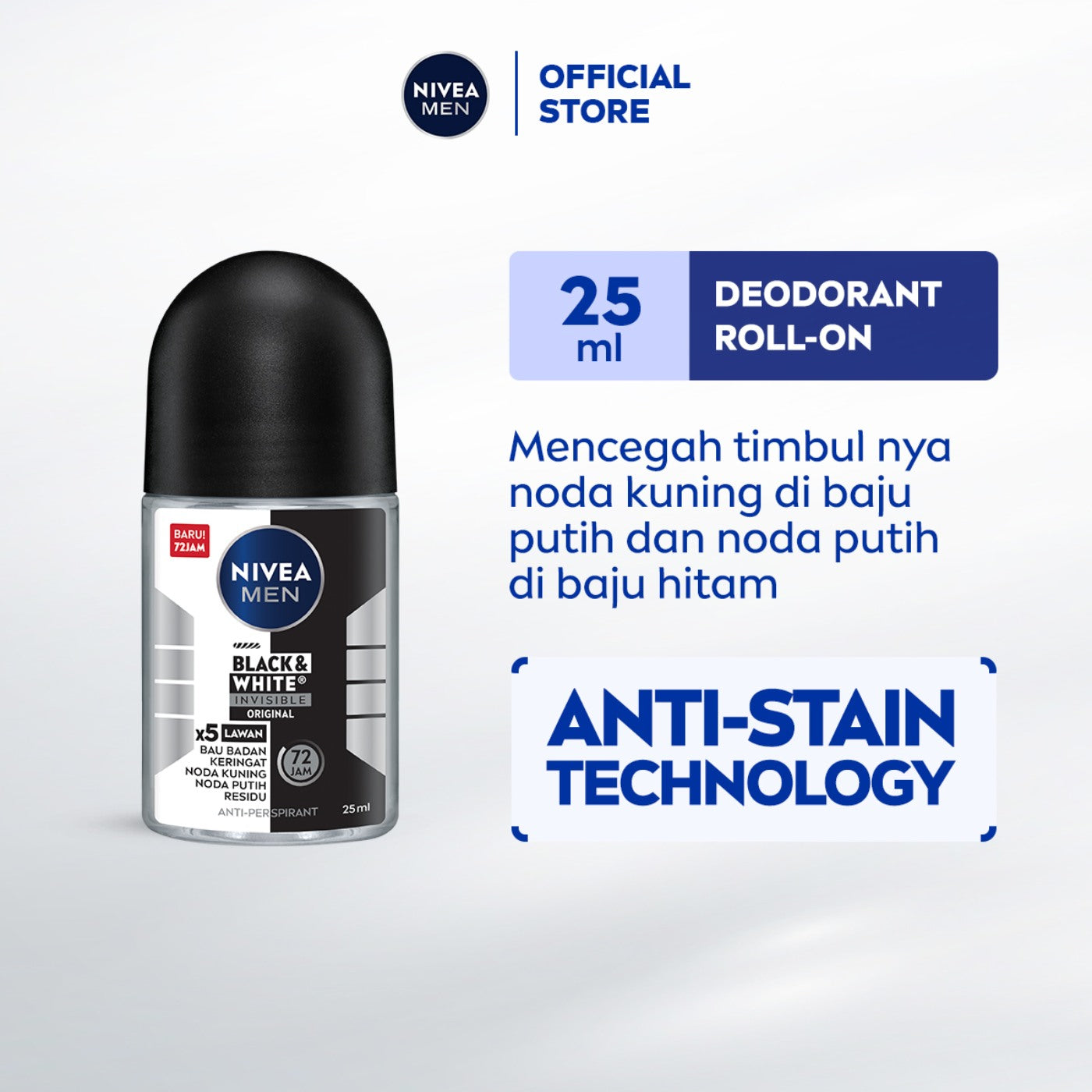 Nivea Men Black & White Original Deodorant Roll on 50ml