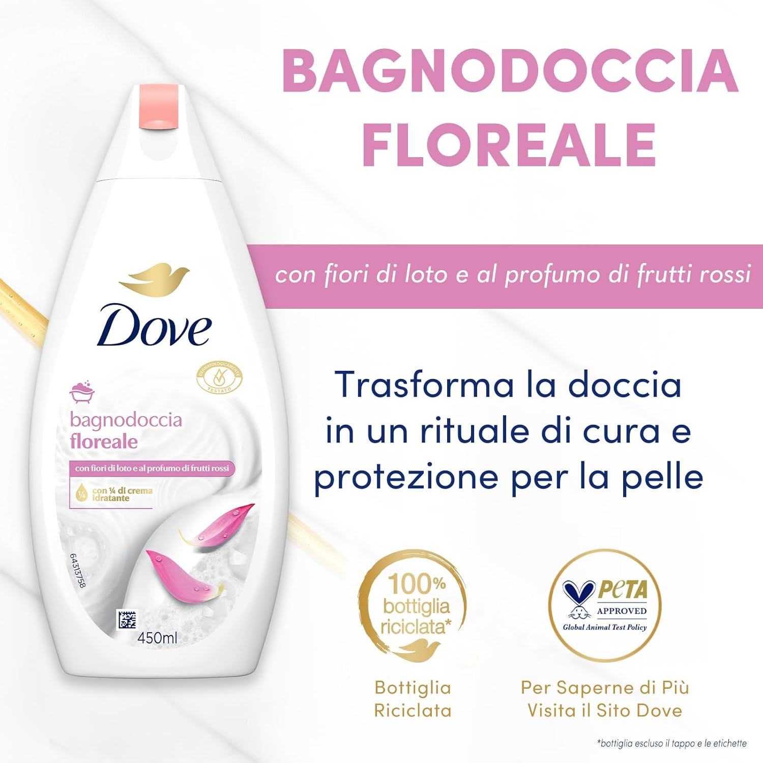 Dove Floreale Moisturizing Shower Gel 450ml - Floral Scented Gentle Hydrating Body Wash for Soft & Smooth Skin