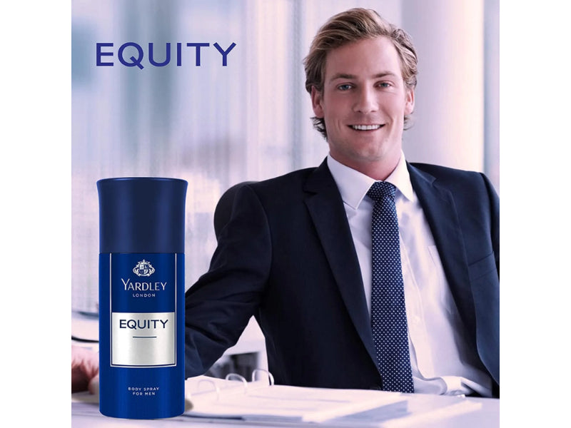Yardley London Equity Body Spray for Men 150ml - Long Lasting Masculine Fragrance Deodorant Spray with All Day Freshness, Odo