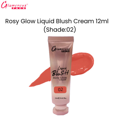 Glamorous Face Rosy Glow Liquid Blush Cream 12ml (Shade:02)