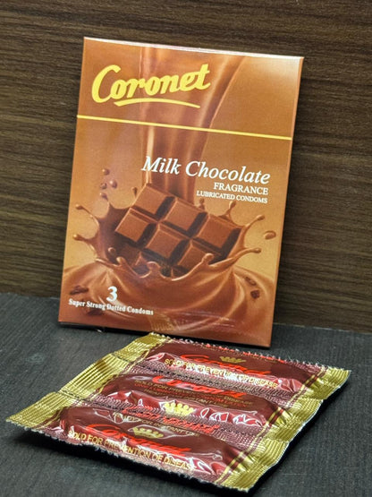 INNO Coronet Milk Chocolate Lubricated Condoms 3 Pcs - Ultra Smooth, Safe & Flavored Protection for Men