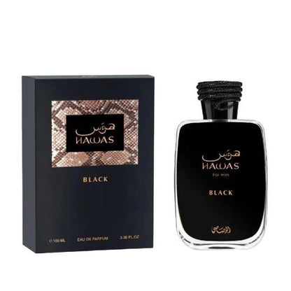 Rasasi Hawas Black Eau de Parfum Spray for Men 100ml Long-Lasting Bold & Masculine Fragrance