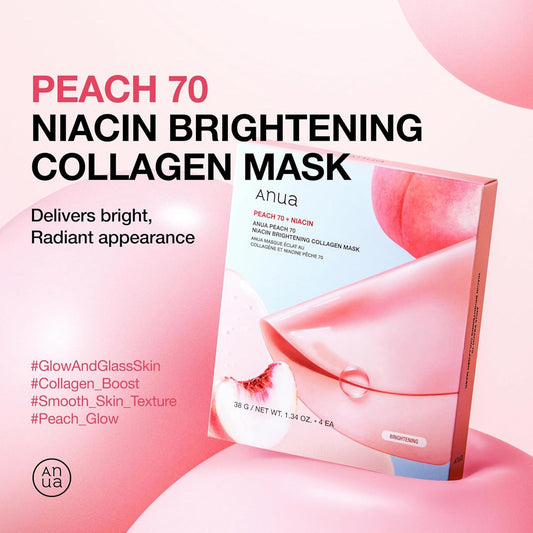 Anua Peach 70+ Niacin Brightening Collagen Mask 38 g Radiance Boost & Even Skin Tone (K Beauty)