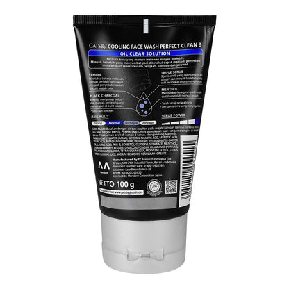 Gatsby Oil Clear Solution Perfect Clean Charcoal + Lemon Cooling Face Wash 100g - Deep Cleansing Oil Control Charcoal Face Wa
