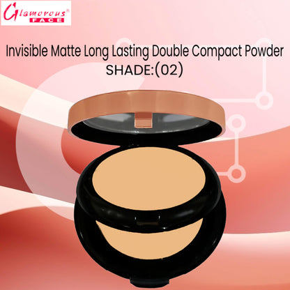 Glamorous Face Invisible Matte Long Lasting Double Compact Powder (Shade:02)