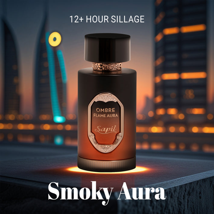 Sapil Ombre Flame Aura Eau de Parfum for Men 100ml - Long Lasting Woody Spicy Fragrance Perfume with Warm Amber Notes, Bold M