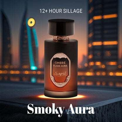 Sapil Ombre Flame Aura Eau de Parfum for Men 100ml - Long Lasting Woody Spicy Fragrance Perfume with Warm Amber Notes, Bold M