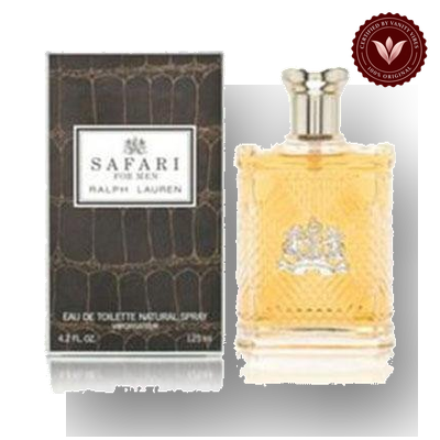 Ralph Lauren Safari EDT 125ml Men's Perfume | Pakistan — box and bottle, Vanity Vibes badge and soft shadow