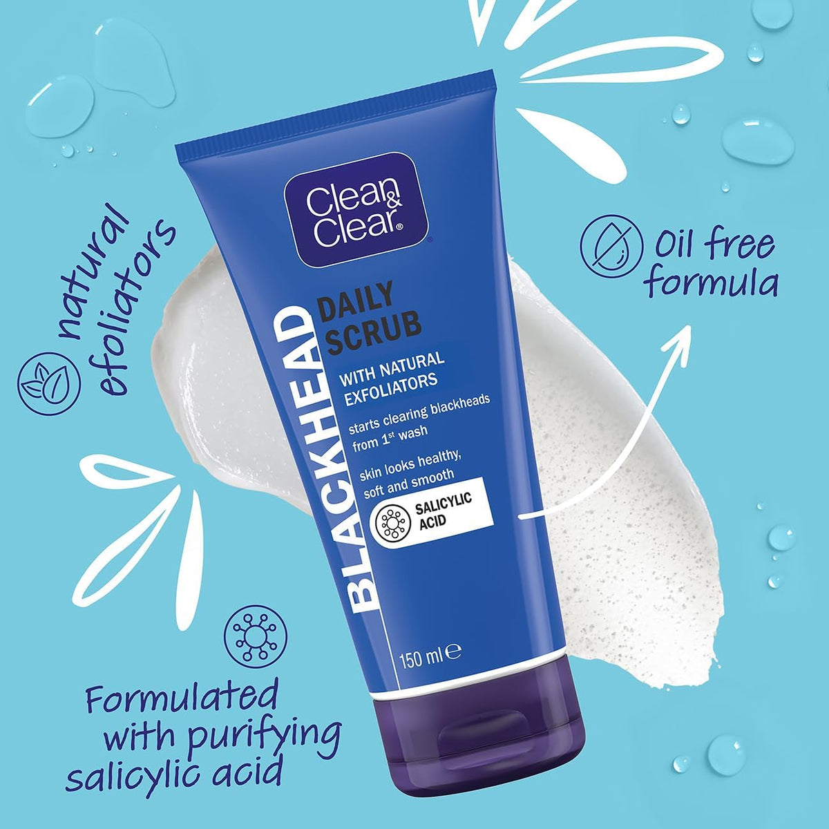 Clean & Clear Blackhead Clearing Daily Scrub 150ml Deep Clean & Clear Skin