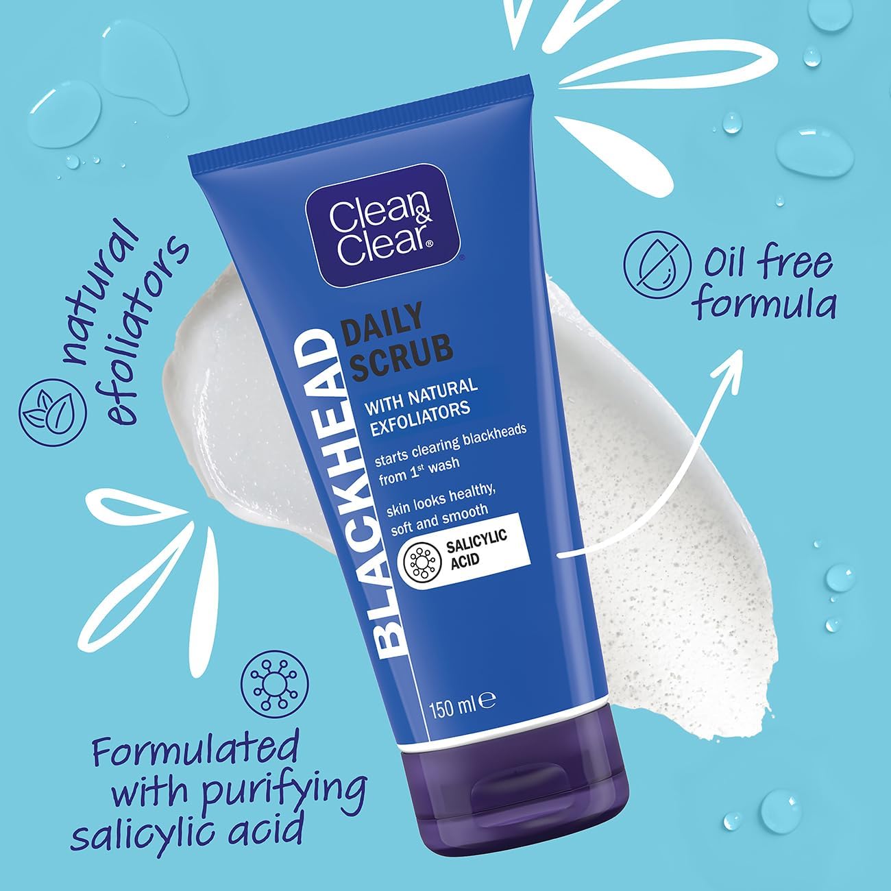 Clean & Clear Blackhead Clearing Daily Scrub 150ml Deep Clean & Clear Skin