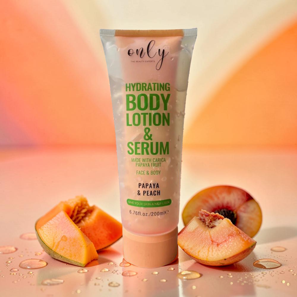 Only Hydrating Papaya & Peach Body Lotion & Serum 200ml – Deep Moisturizing Skincare Lotion for Soft Smooth Skin, Brightening
