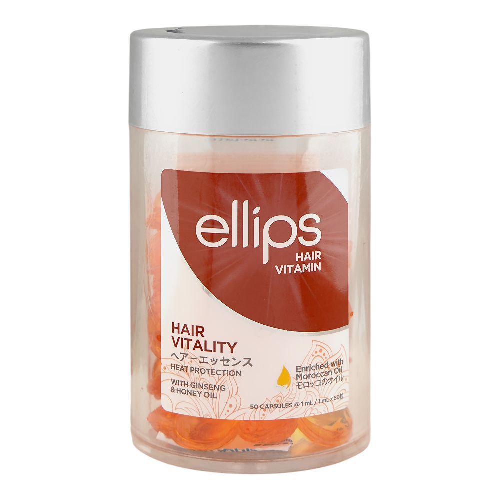 Ellips Heat Protection Hair Vitamin Capsules with Ginseng & Honey Oil 50’s – Nourishing Hair Serum Capsules for Heat Protecti