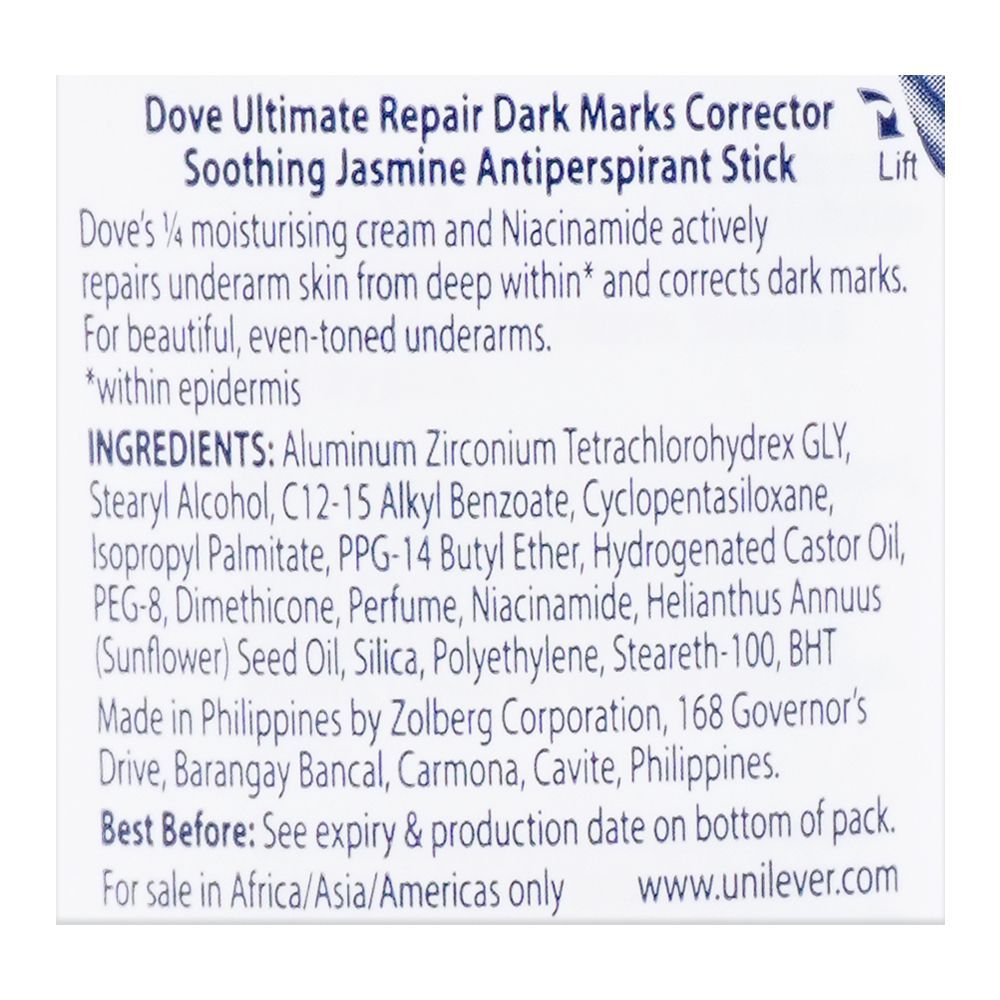Dove Ultimate Repair Dark Marks Corrector Soothing Jasmine Anti-Perspirant Deodorant Stick for Women 40g