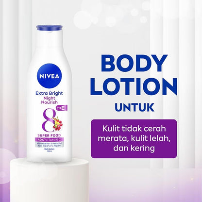 Nivea Extra Bright Night Nourish 8 Super Food Body Lotion 190ml