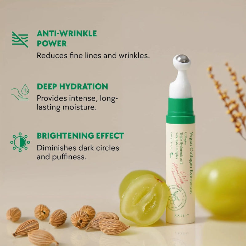 AXIS-Y Vegan Collagen Eye Serum 10 ml Reduces Puffiness & Smooths Fine Lines 10ml (K Beauty)