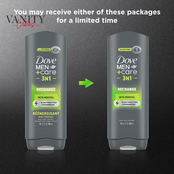Dove Men+Care Recharge Nourishing 3-in-1 Body Face wash & Hair Wash for Men All Skin 532-ml