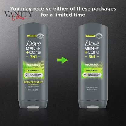 Dove Men+Care Recharge Nourishing 3-in-1 Body Face wash & Hair Wash for Men All Skin 532-ml