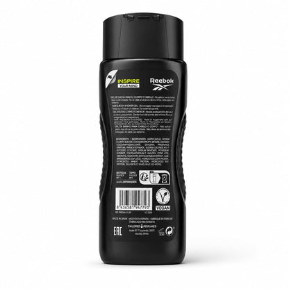 Reebok Men 4-in-1 Inspire Your Mind Shower Gel 400ml - All-in-One Hair, Face & Body Wash for Deep Cleansing, Long Lasting Fre