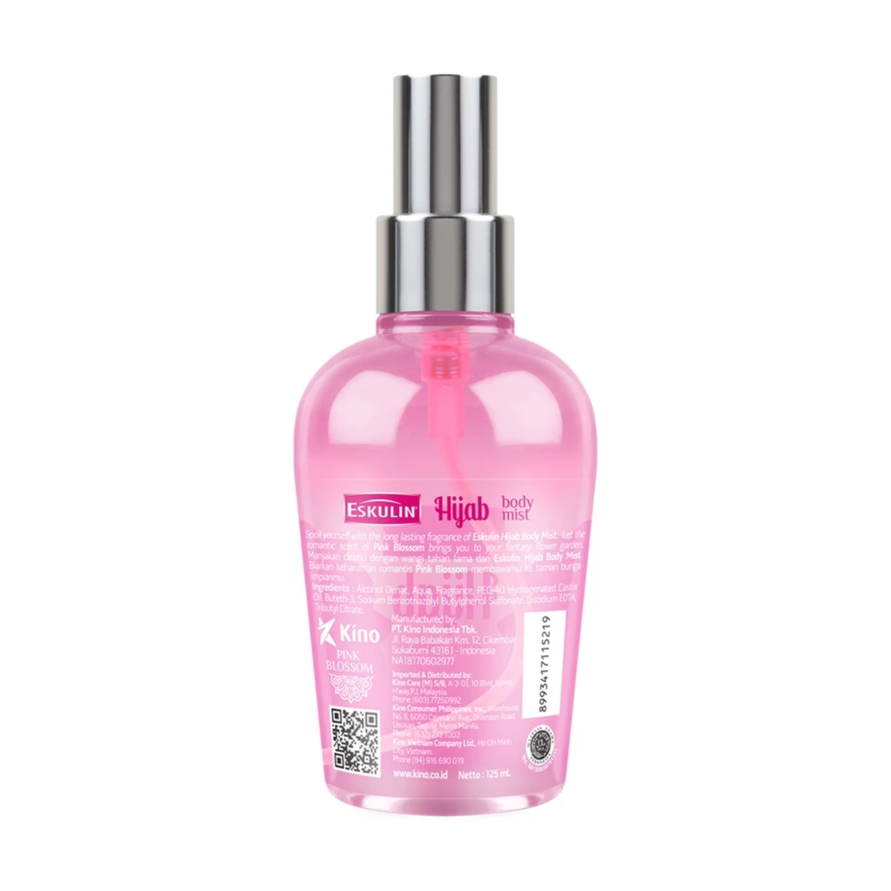 Eskulin Hijab Pink Blossom Spray Mist Cologne 125ml - Long Lasting Sweet Floral Fragrance Body Mist for Women Daily Use Deodo