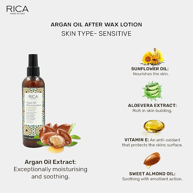 Rica Argan Oil after Wax Lotion for Skin Care 250 Ml