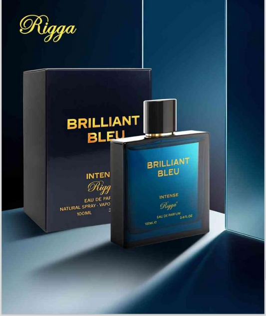 Rigga Brilliant Bleu Intense Eau de Parfum 100ml - Long Lasting Fresh Aquatic Woody Fragrance Perfume for Men Strong Masculin