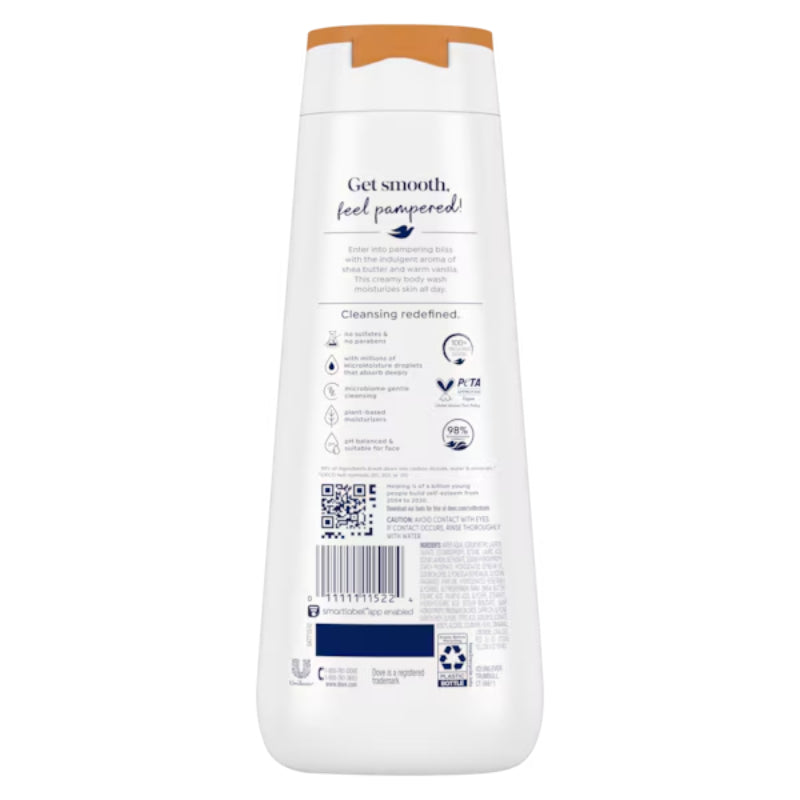 Dove, Pamper Body Wash, Shea Butter + Vanilla, 20 fl oz-591ml