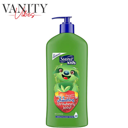 Suave Kids 2 In 1 Shampoo + Conditioner Smoothing Strawberry Blast 532ml