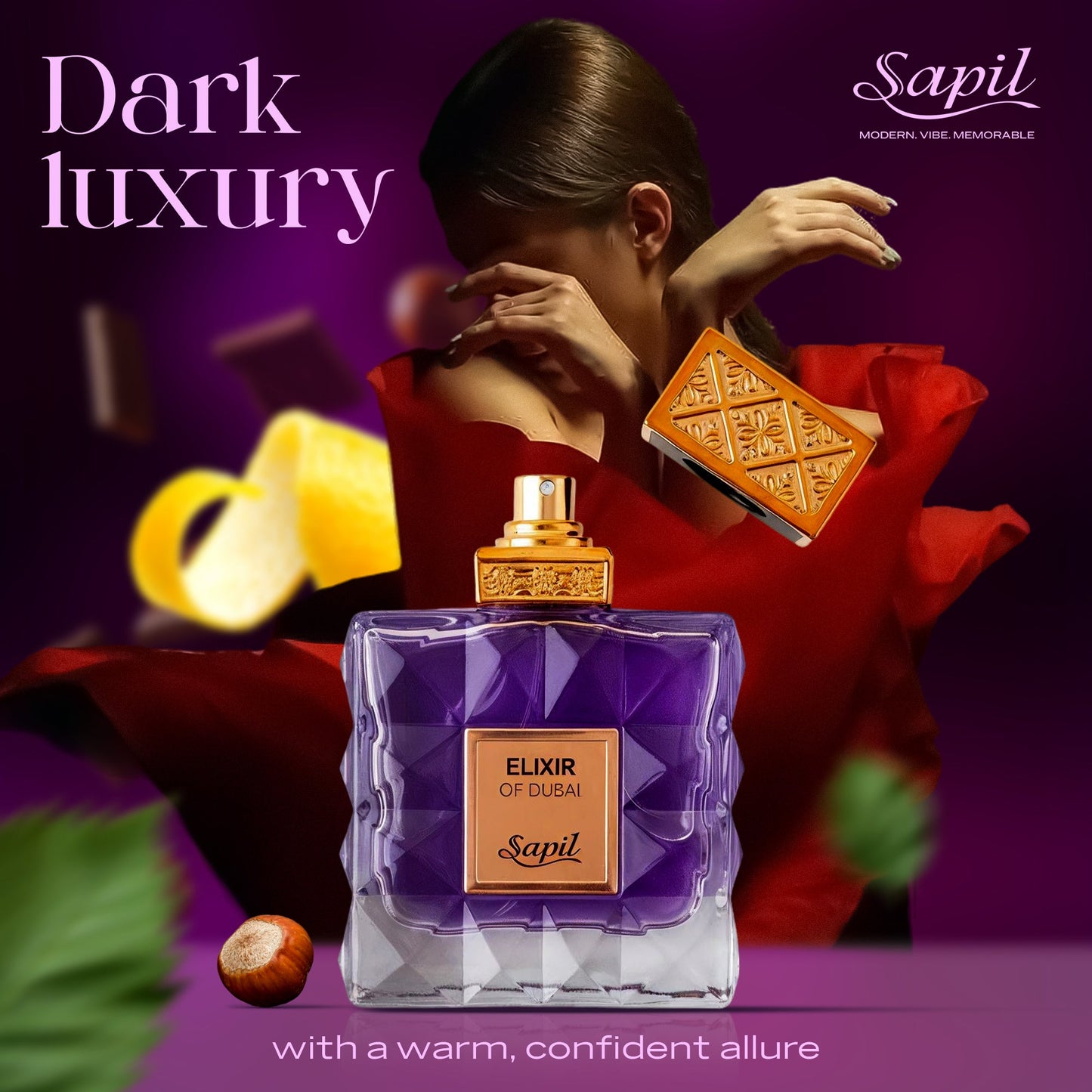 Sapil Elixir of Dubai Eau de Toilette for Men & Women 100ml - Long Lasting Oriental Woody Fragrance Perfume with Rich Amber N