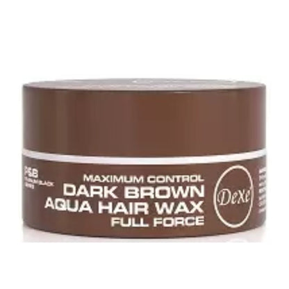 Dexe Maximum Control Dark Brown Hair Aqua Wax Full Force 150 g Strong Hold Natural Color & Long-Lasting Style