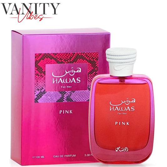 Hawas Pink for Her Eau De Parfum Spray 100ml by Rasasi Long-Lasting Feminine & Floral Fragrance