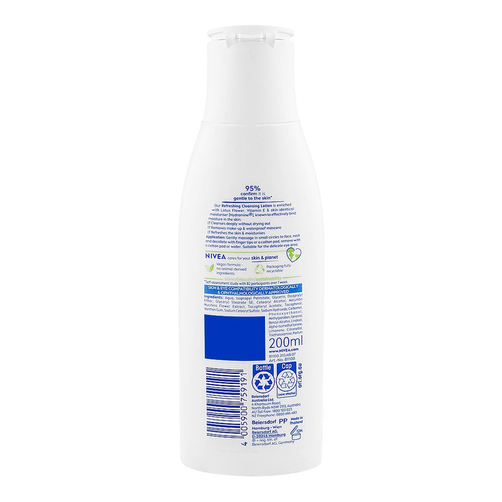 Nivea Refreshing Cleansing Lotion Lotus Flower & Hydramine For Normal & Combination Skin 200ml