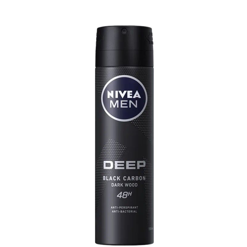 Nivea Men Deep Black Carbon Darkwood 48H Anti-Perspirant Spray Deodorant 150ml