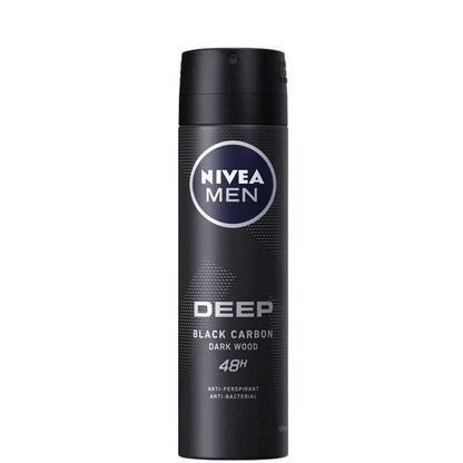 Nivea Men Deep Black Carbon Darkwood 48H Anti-Perspirant Spray Deodorant 150ml