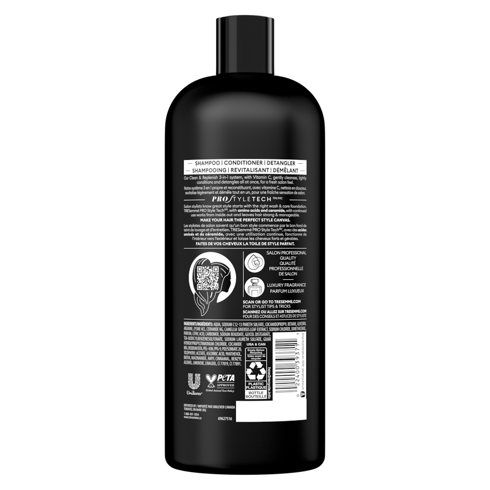 TRESemmé CLEAN & REPLENISH 3in1 Shampoo Conditioner and Hair Detangler 828ml