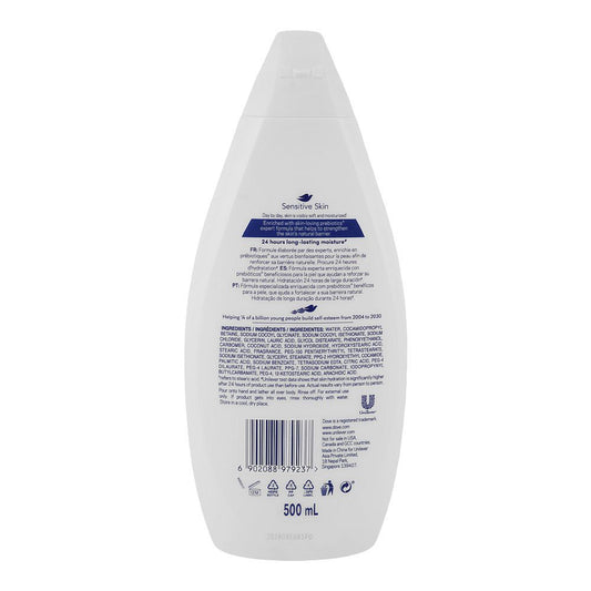 Dove Sensitive Skin Hypoallergenic Body Wash 500ml - Triple Moisture Serum for Gentle Care, Soft & Hydrated Skin