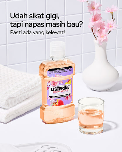 Listerine Sakura & Peach Antiseptic Mouthwash 250ml Fresh Breath & Germ Protection