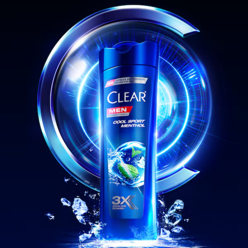 Clear Men Cool Sport Menthol Shampoo 3X Cooling Power 320ml - Refreshing Anti Dandruff Hair Care for Clean, Fresh & Energized