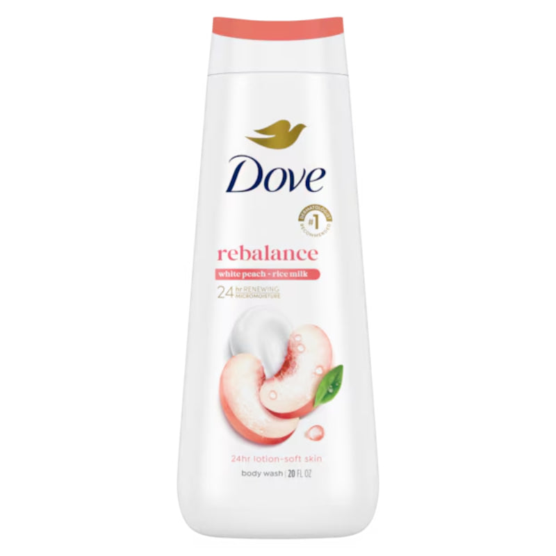 Dove Rebalance Body Wash White Peach + Rice Milk, 20 fl oz 591ml