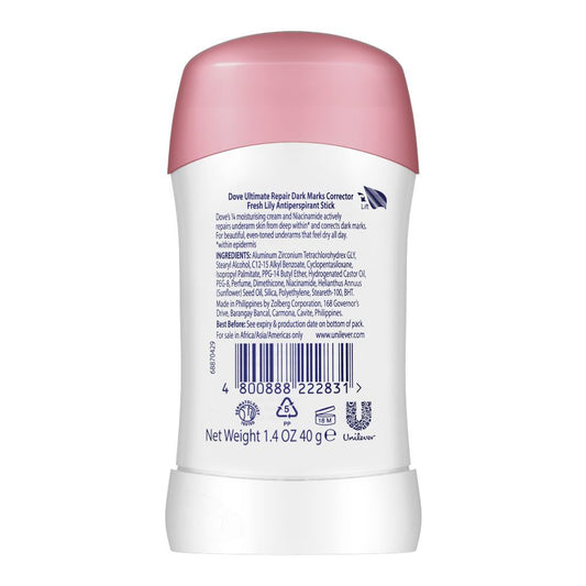 Dove Advanced Formula Ultimate Repair Dark Marks Corrector Niacinamide Fresh Lily 48H Anti-Perspirant Deodorant Stick 40g